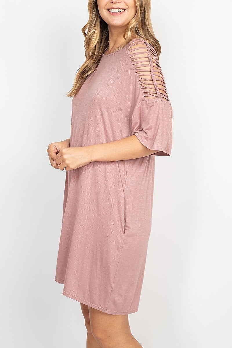 Cutout detail shoulder tunic dress (DED6835)