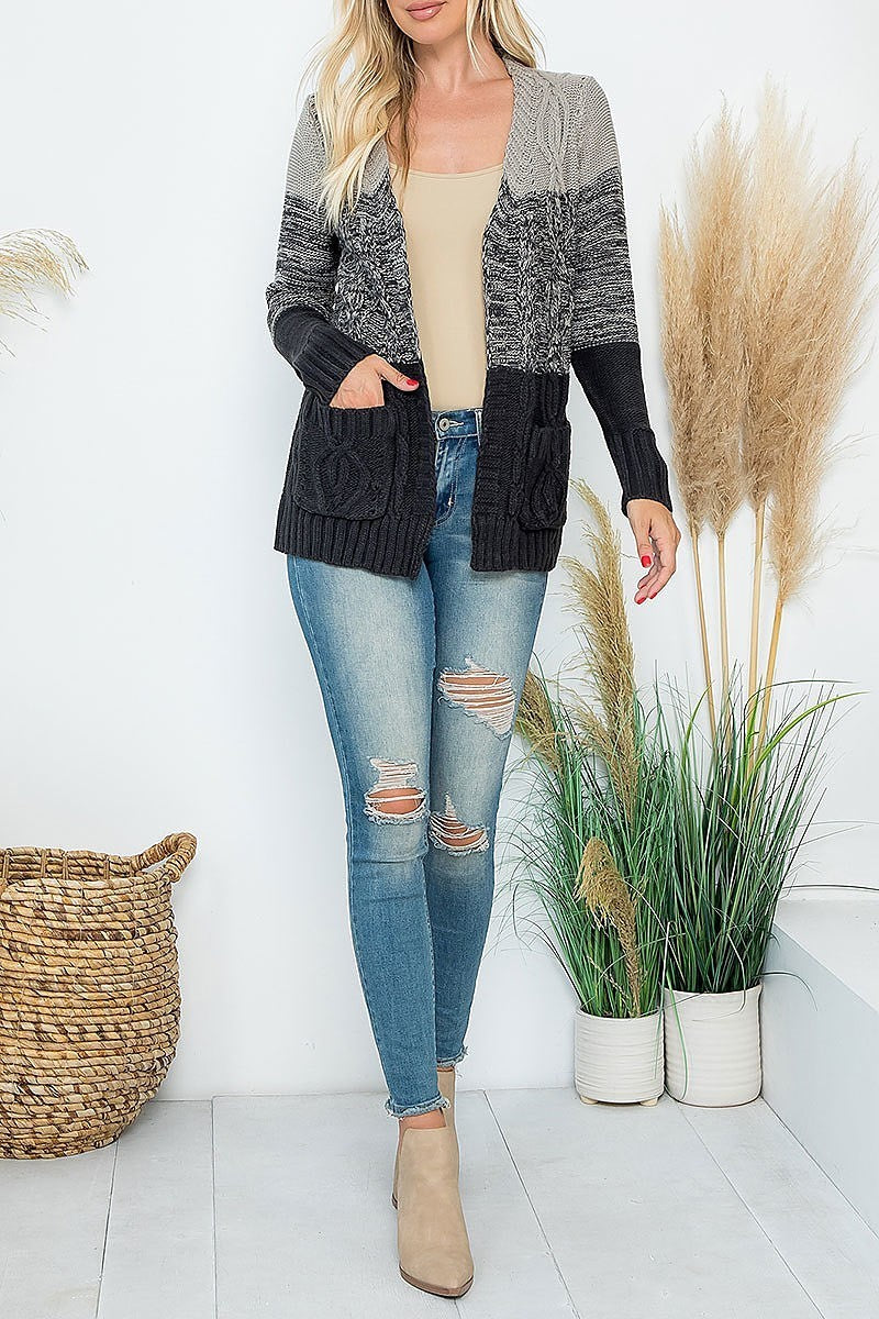 Color block tri-blend contrast sweater (DGS6174)