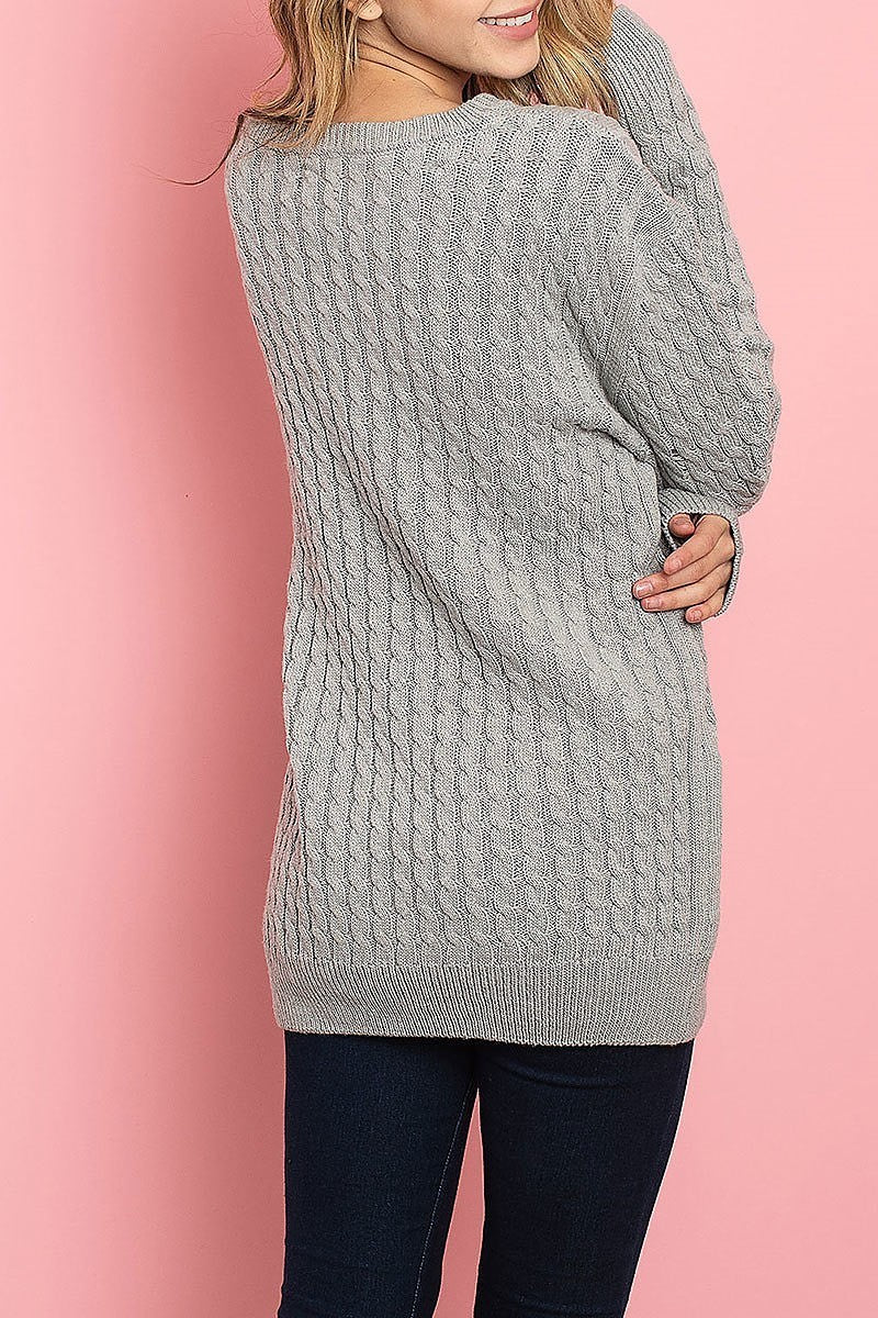 Round neck cable knit sweater (DGS4902-LAST)