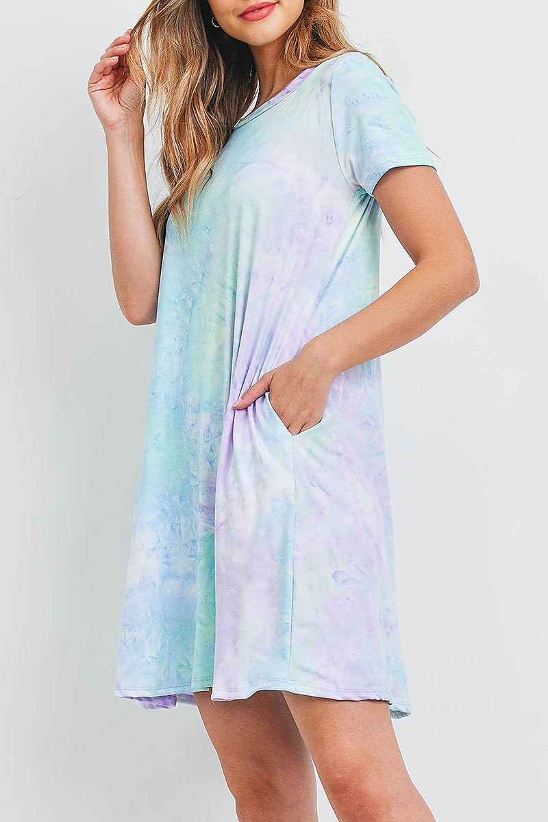 Tie dye pocket swing dress (DED6415)