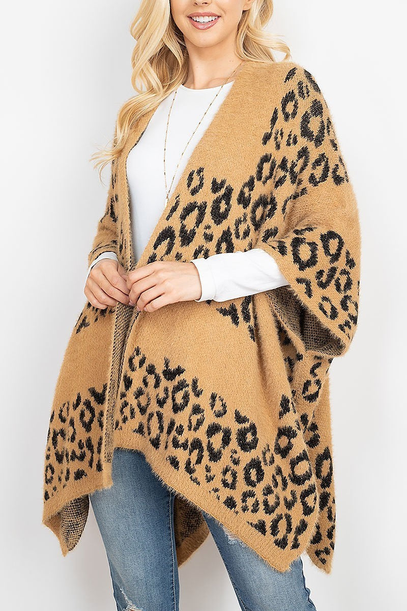 Leopard print sweater kimono (DGS5338)