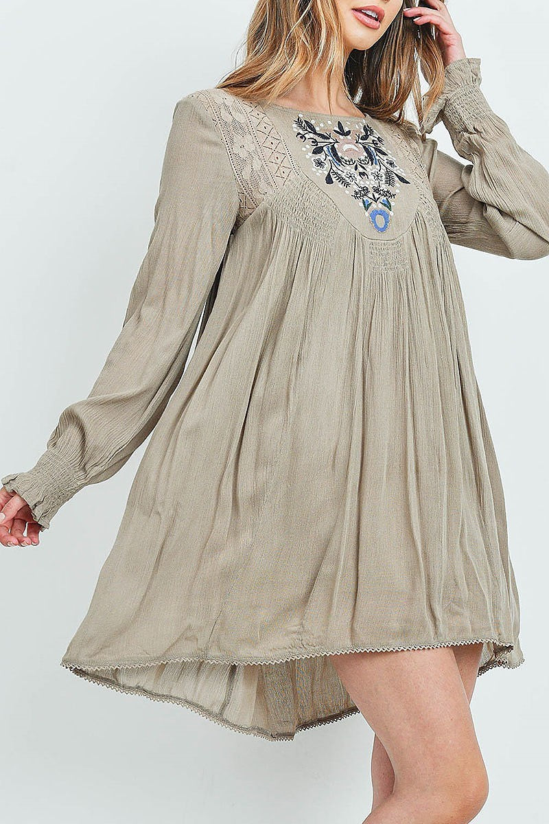 Floral embroidered lace baby doll dress (DED5881)