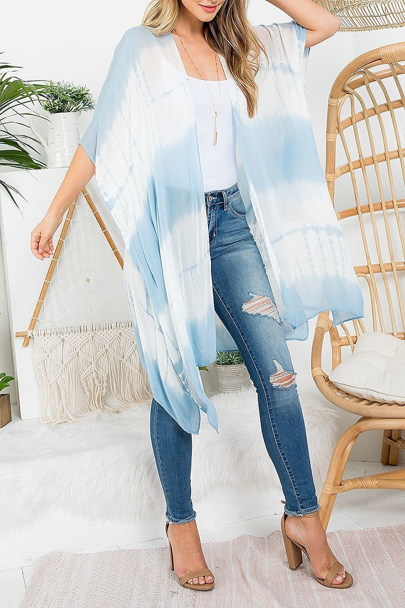 Tie dye two open front kimono (EF3258)