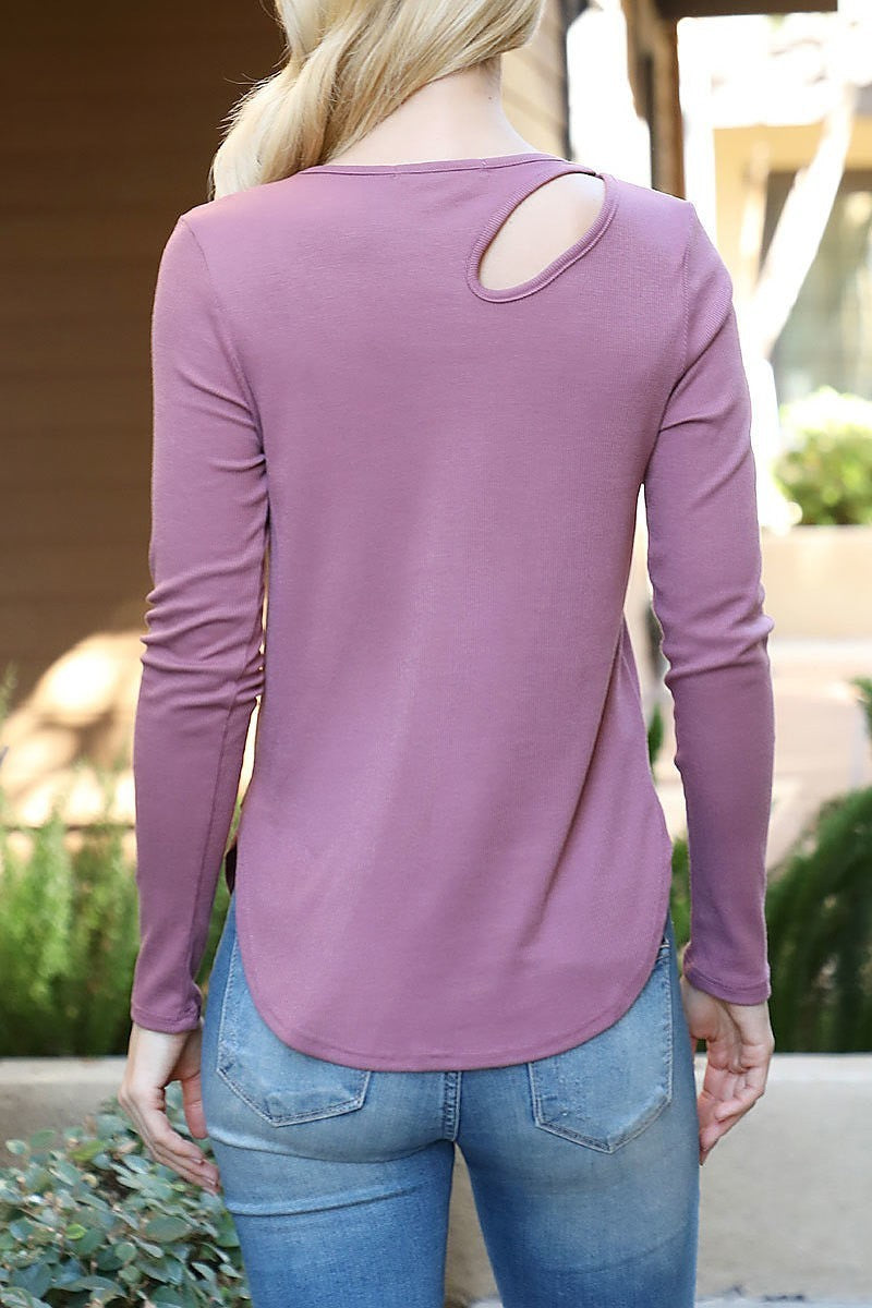 Long sleeve cutout detail top (EF6801)