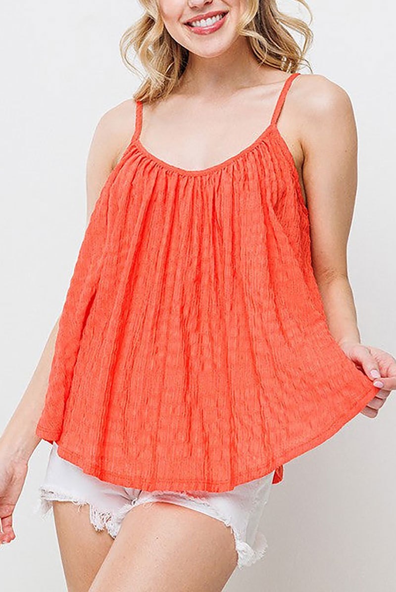 Shirred pleated cami top (EDSW4480)