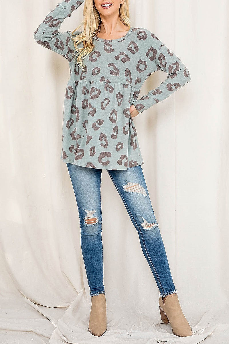 Animal print loose fit top (EF2763)