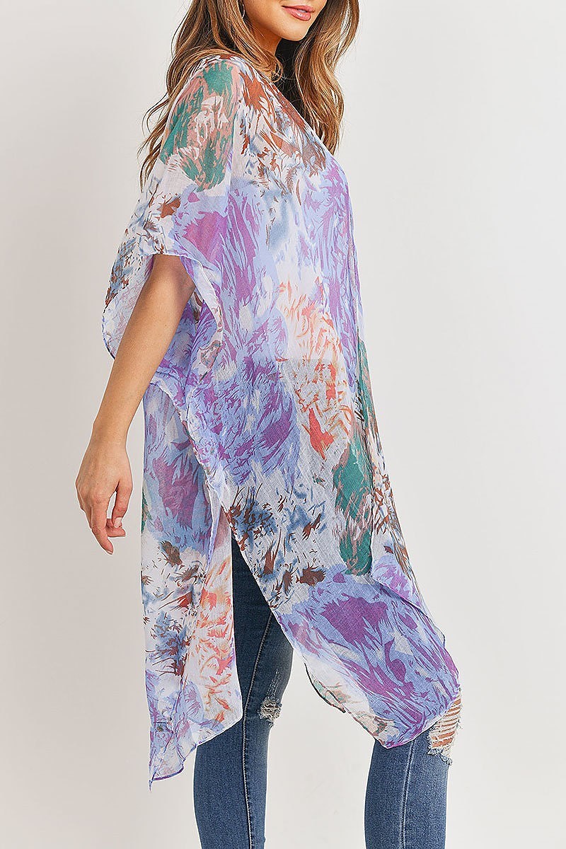 Abstract print open front kimono (DGS5152-PU2)