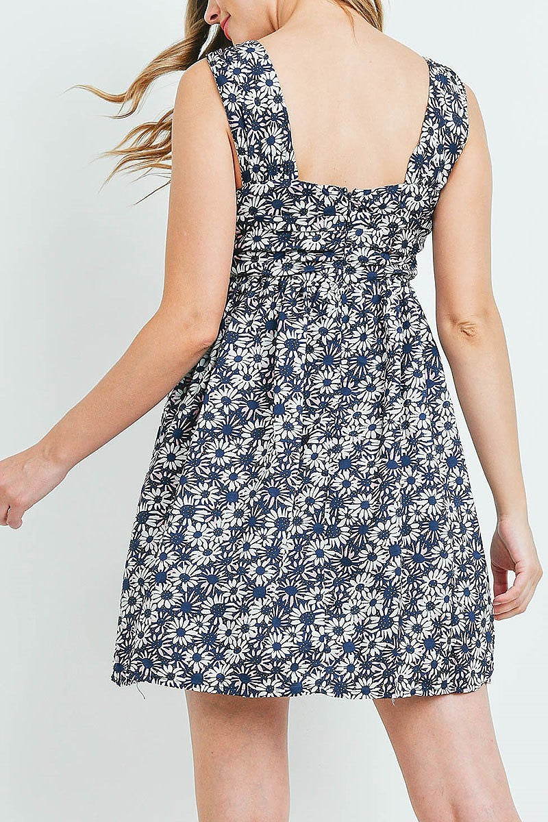 O ring detail floral print baby doll dress (DED6152)