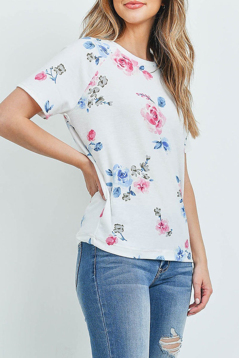 Short sleeves floral print top (ED9314)