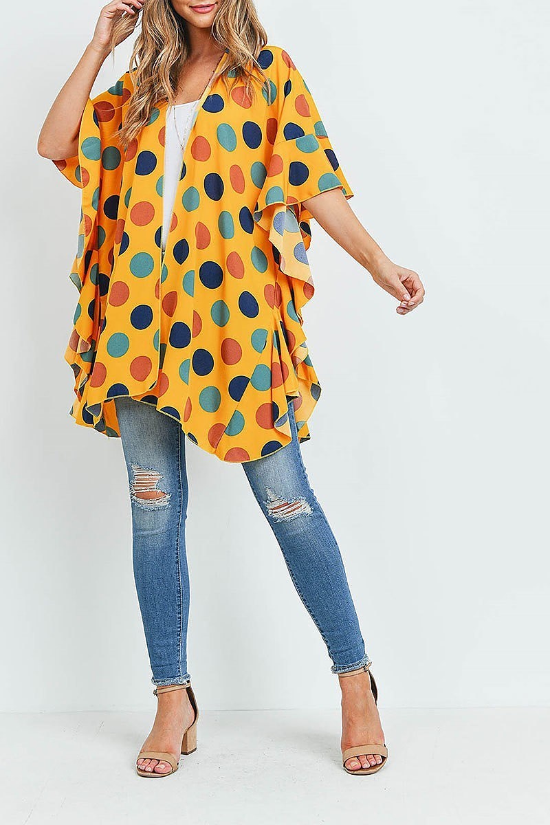 Polka dot ruffle kimono (ED9327)