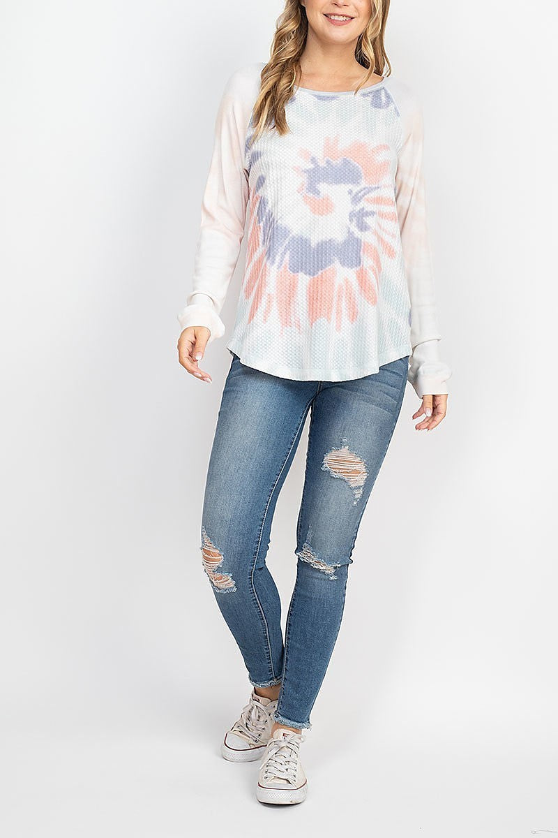 Tie dye thermal and rib mix top (EF1977)