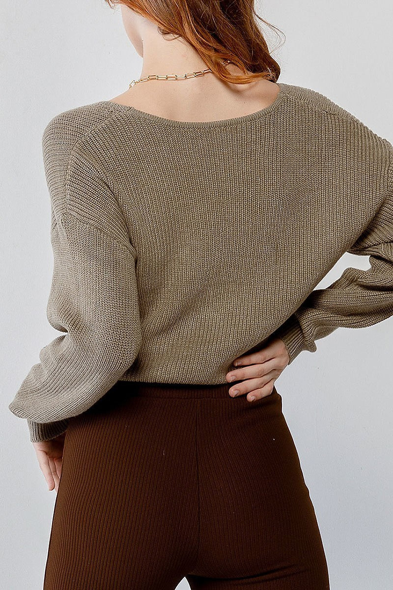 Twist detail sweater knit crop top (TDG9999)