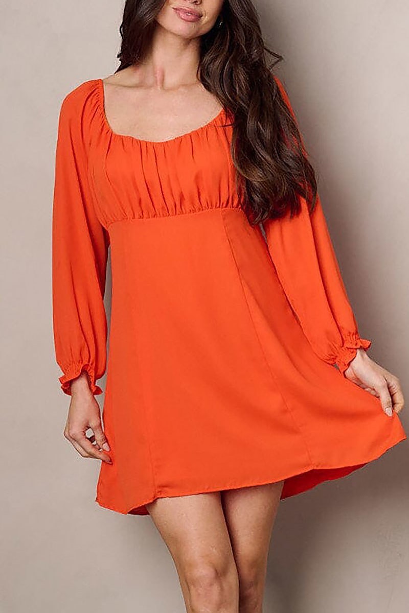 Long sleeve square neck mini dress (EFWT2272)