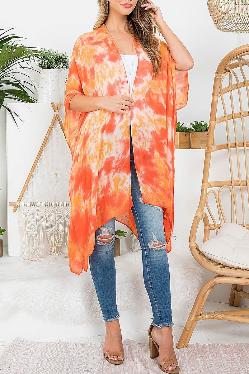 Tie dye bohemiian open front kimono (EF3270)