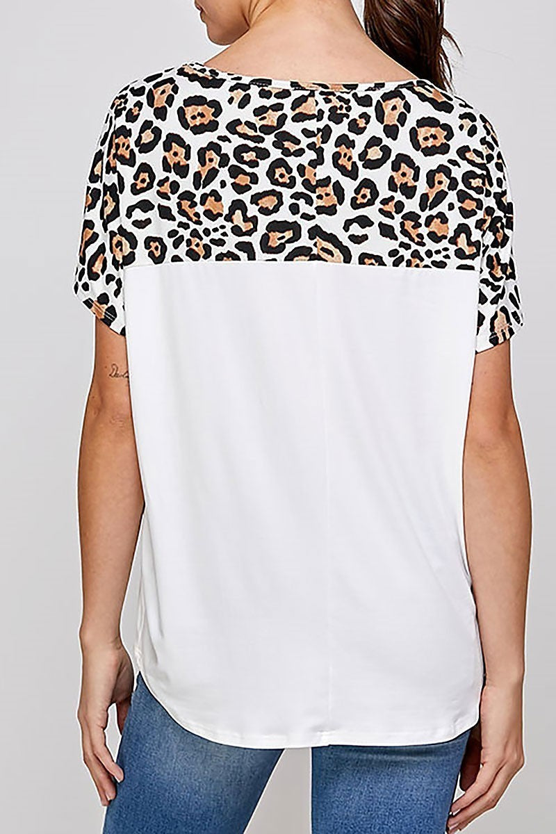 Animal stripe print color block top (ED9563-4-RA1)