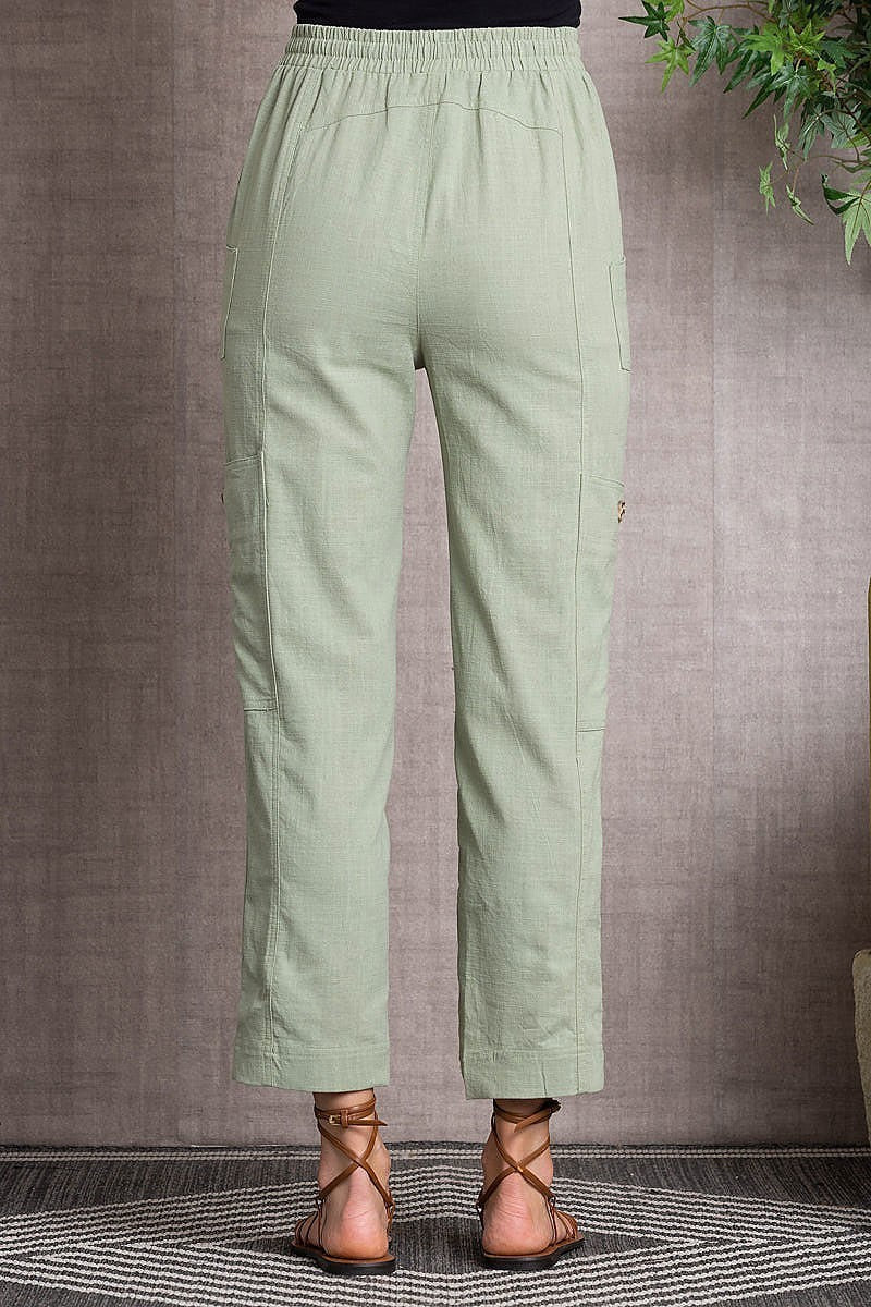 Linen drawstring waist crew pants (EDSW3369)