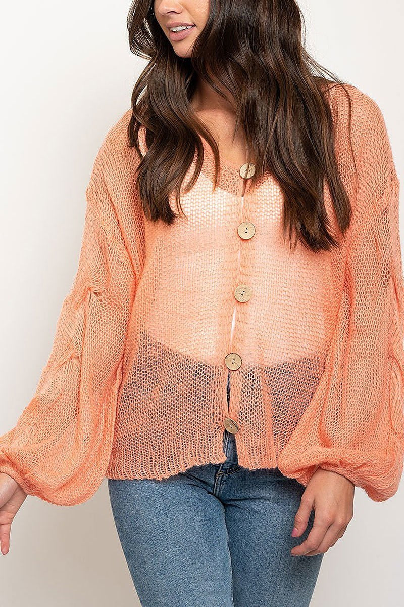 Sheer oversize twist detail sweater (EDWT2407)