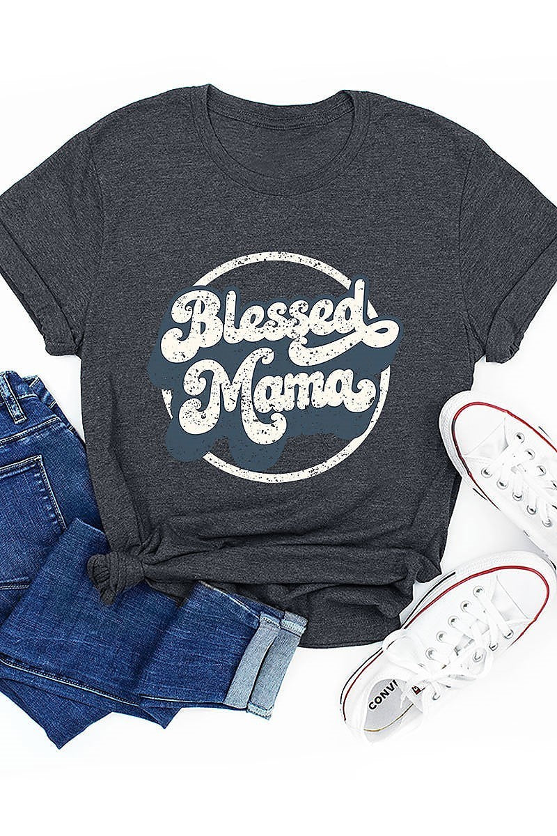 Blessed mama graphic top (EF3739)