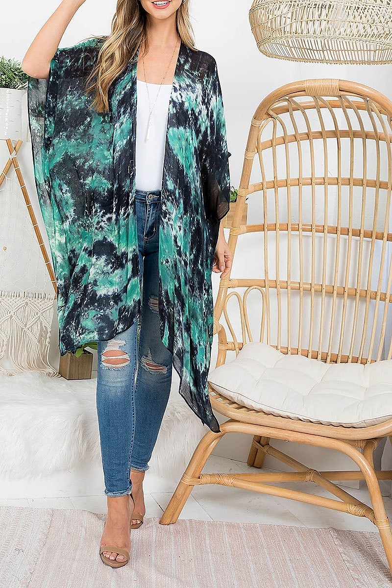 Tie dye bohemiian open front kimono (EF3265)