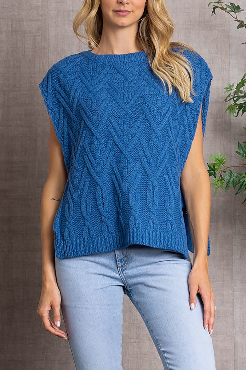 Cable knit open side sweater vest (EDSW3389)