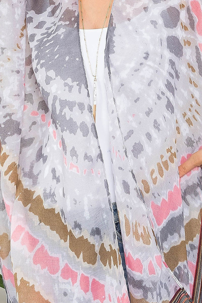 Tie dye bohemian open front kimono (EF3263)