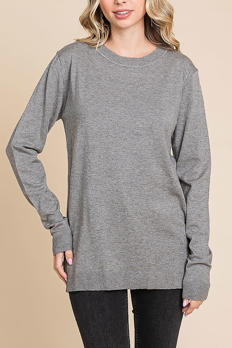 Solid round neck sweater top (EDH1910)