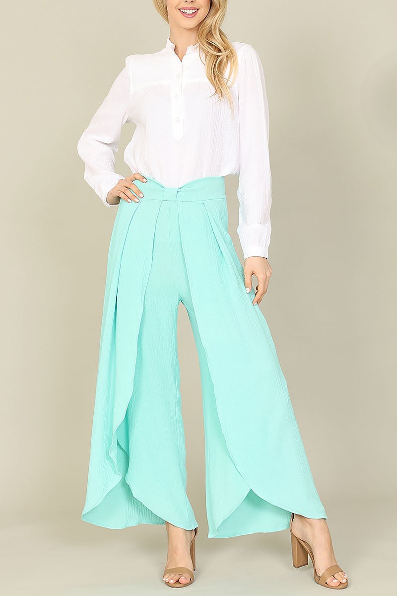 Tulip hem bow waist detail loose fit pants (DGB3805)