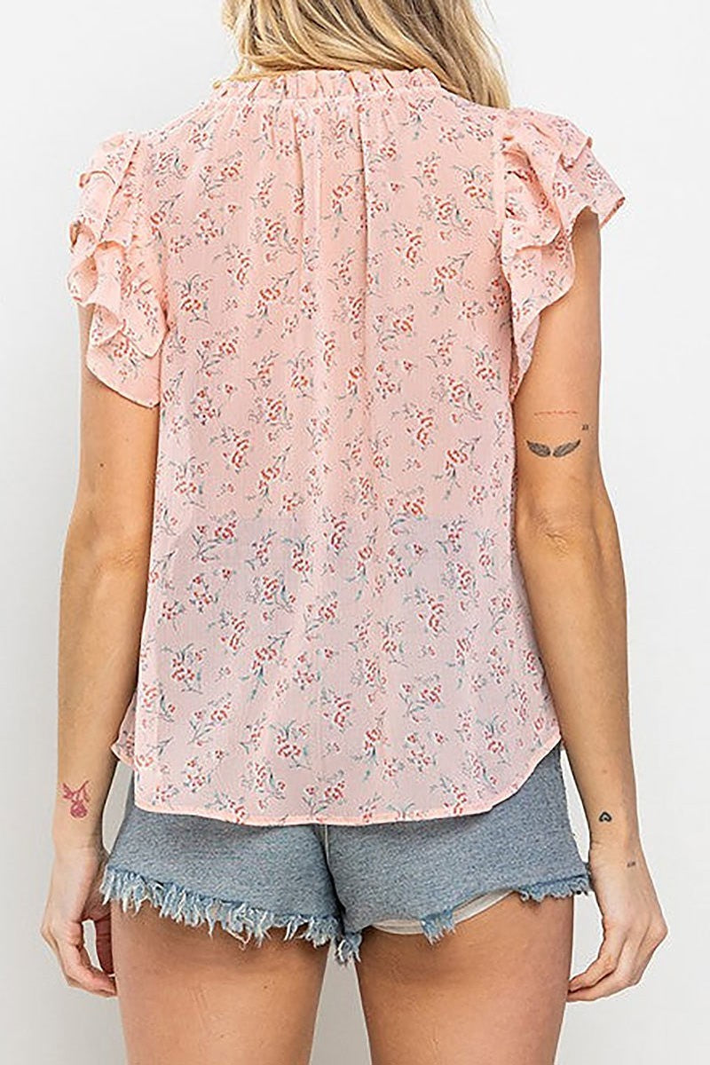 Floral print ruffled blouse top (EDSW4478)