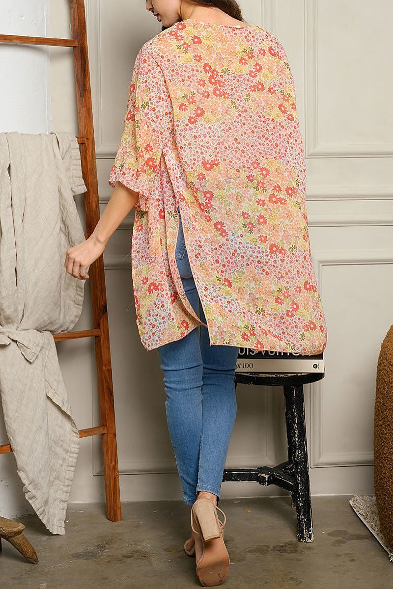 Short sleeve floral kimono (EDWT5004)