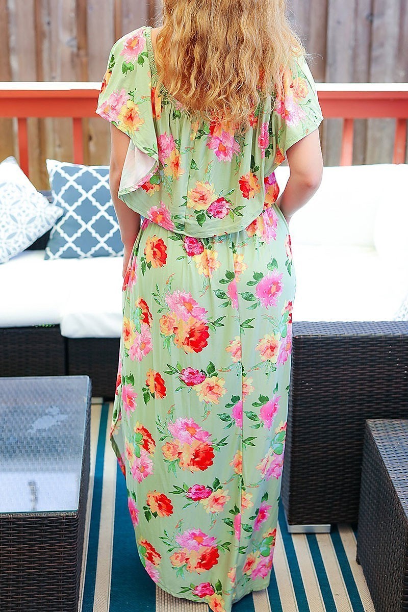 Off shoulder floral maxi dress (ETBM6022)