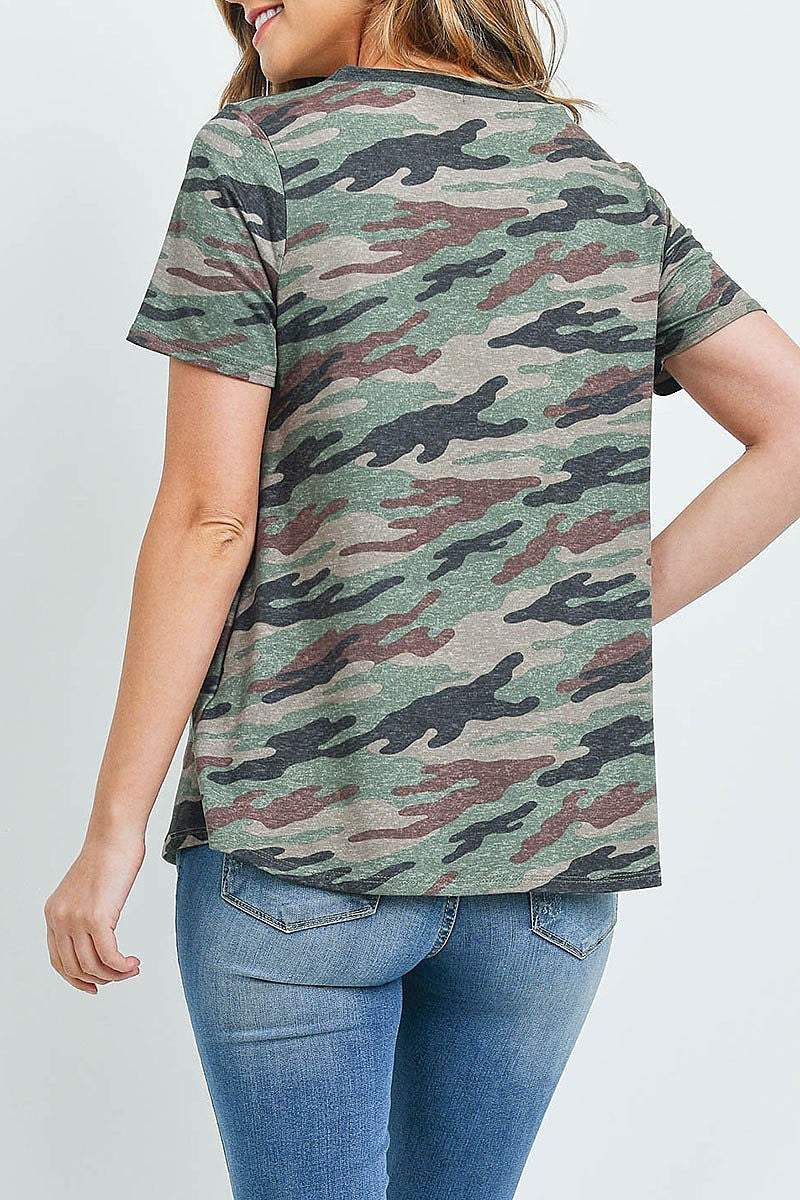 Short sleeves camouflage top with pocket (ED9161)