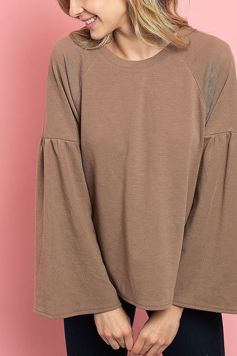 Bell sleeve crew neck top (ED7926)