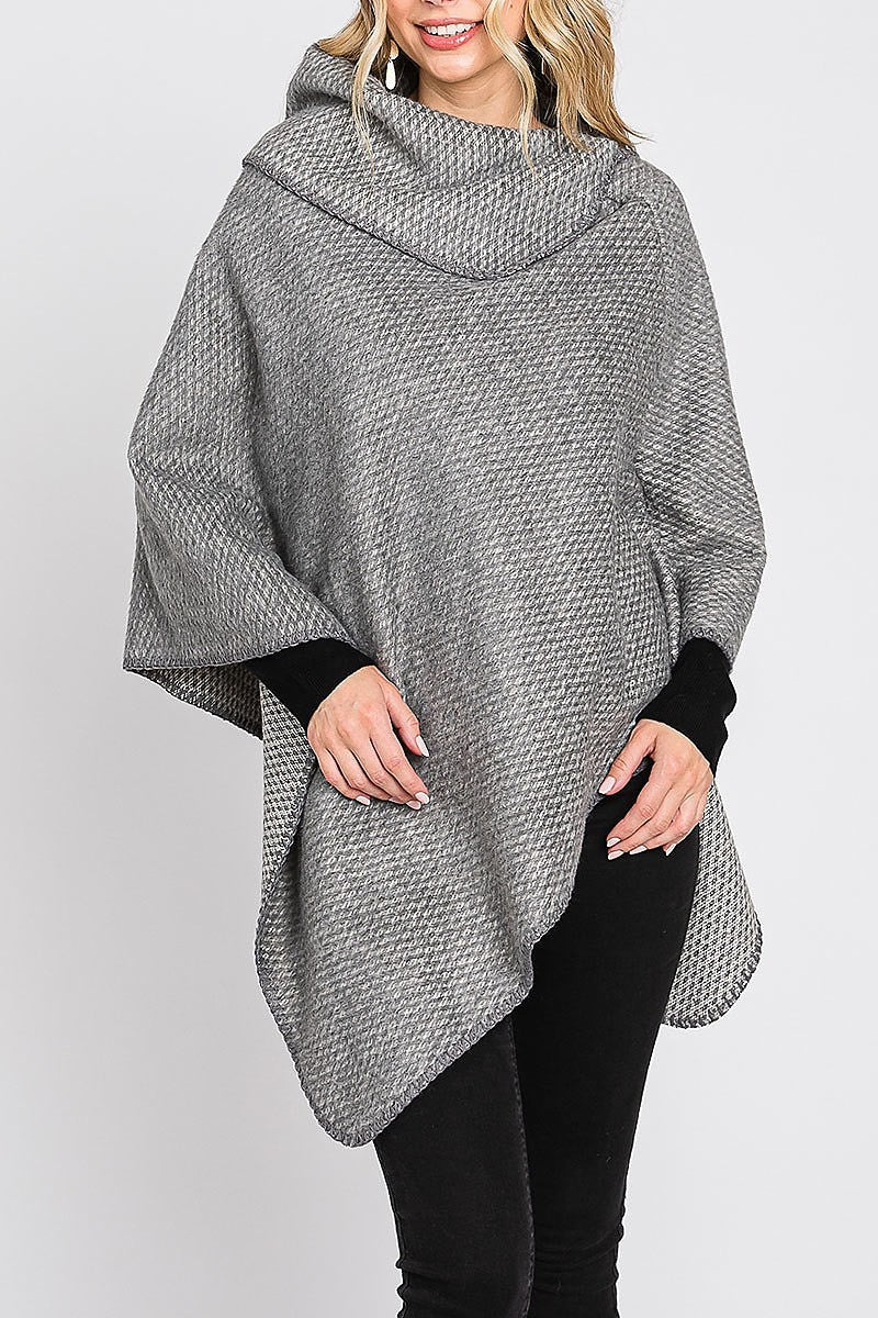 Solid textured neck poncho (DGS6123)