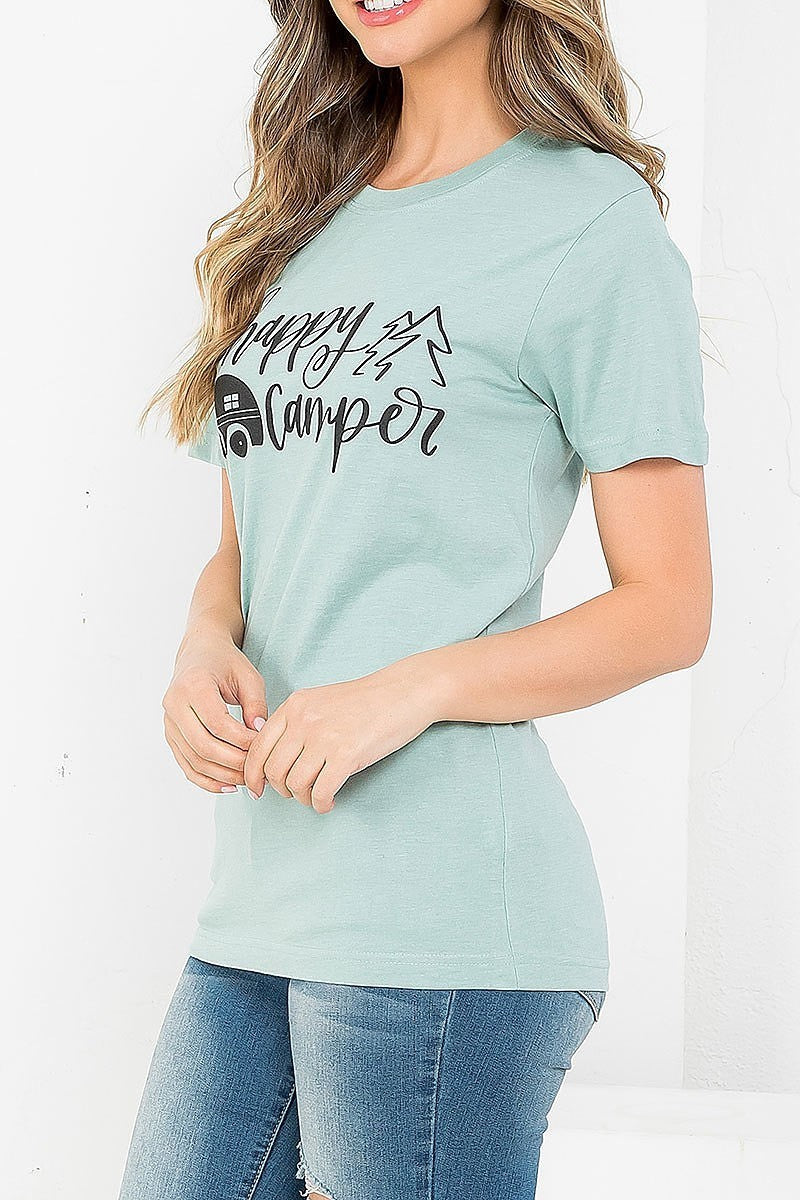 Happy camper graphic tee top (EF3536)