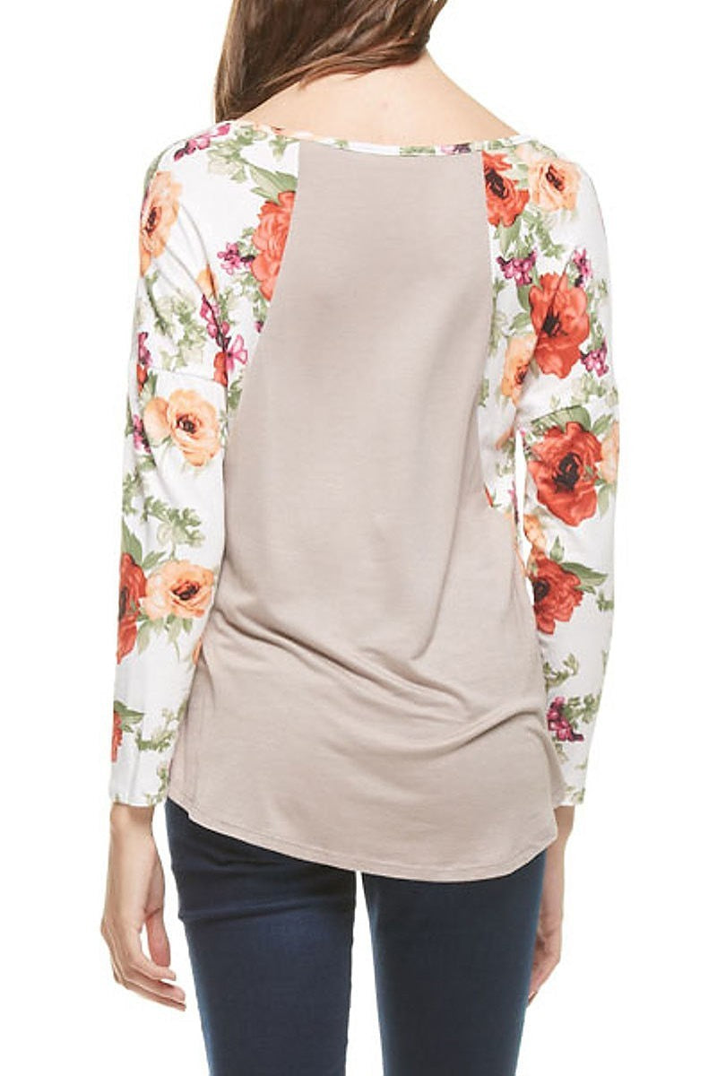 Floral raglan sleeve top (EF5034)