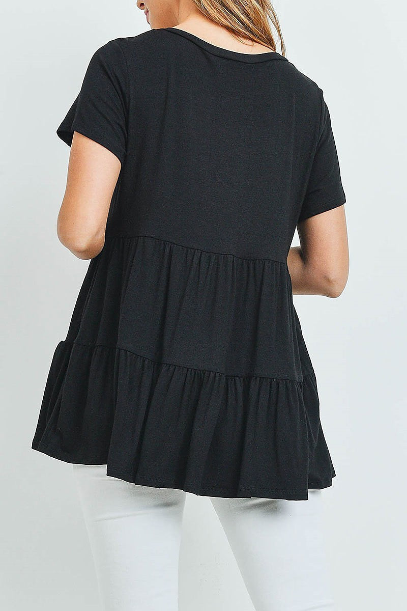 Tiered layered round neck top (ED9948)