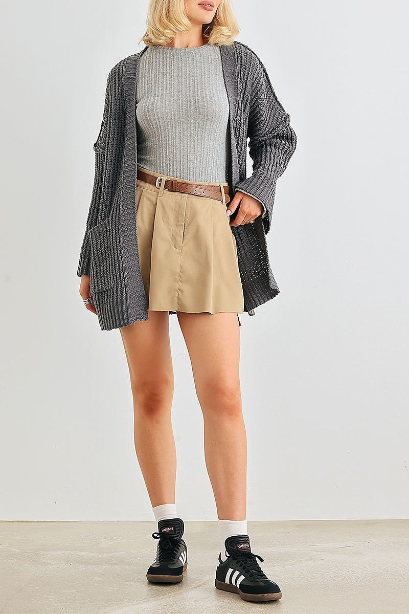 Long sleeve pocket detail open front cardigan (TED2051)