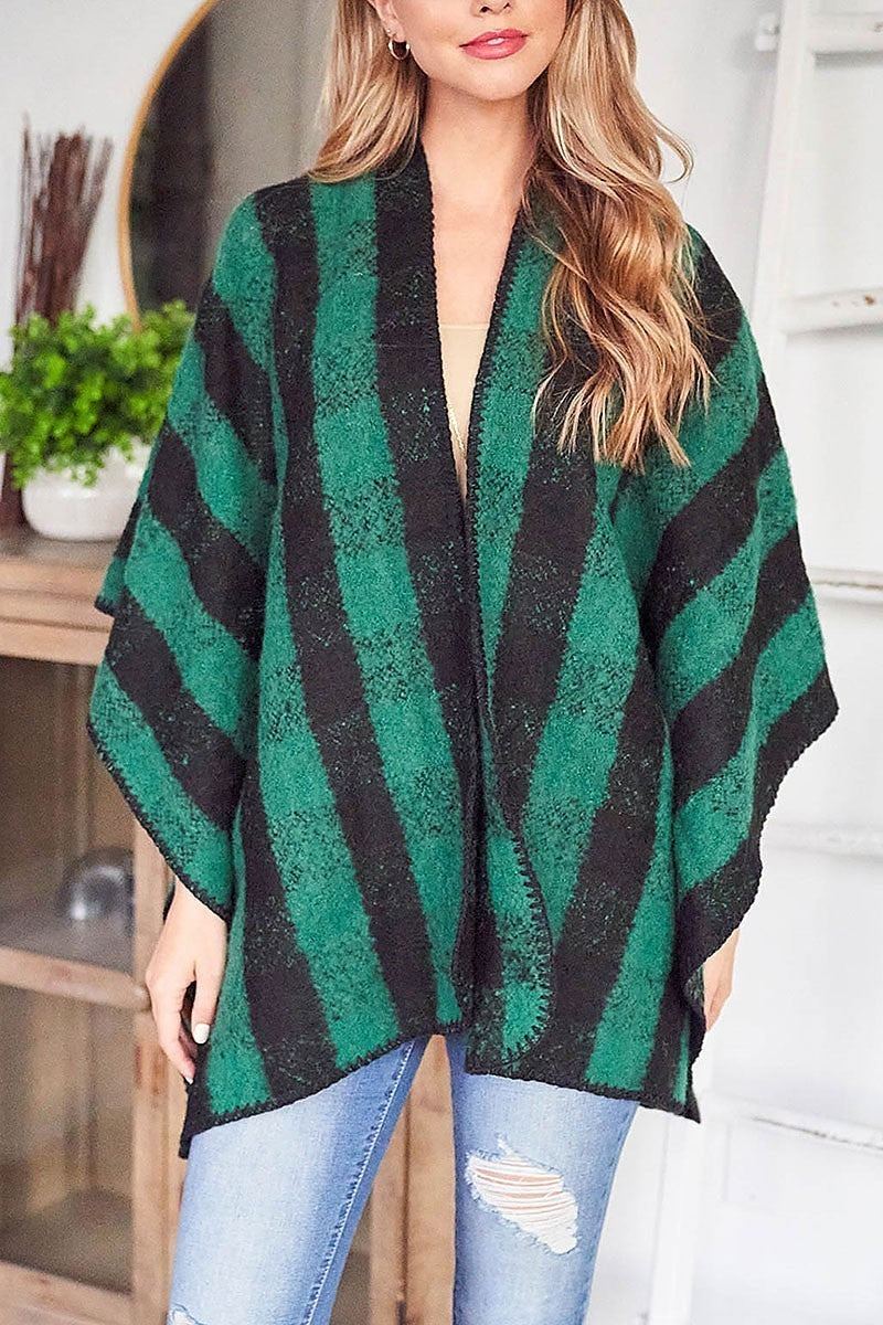 Plaid poncho kimono sweater (DGS6667)