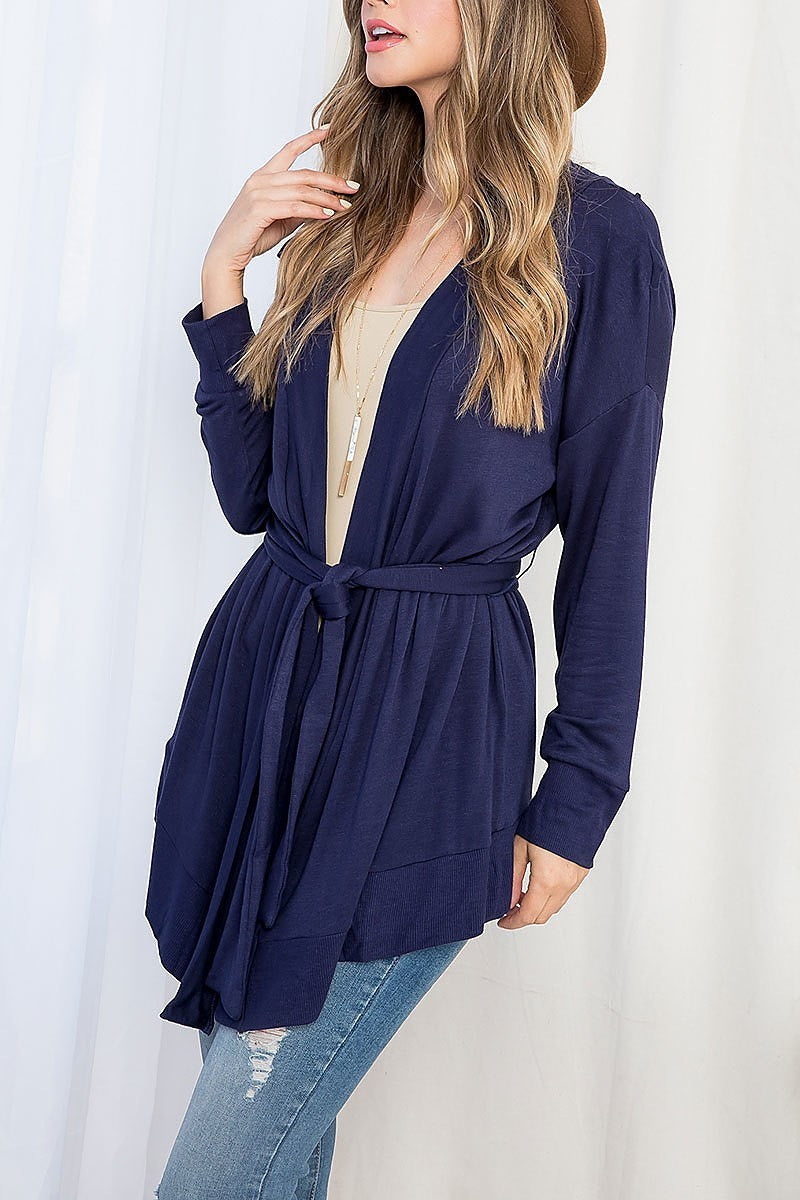 Waist tie loose fit kimono cardigan (DGS5538)