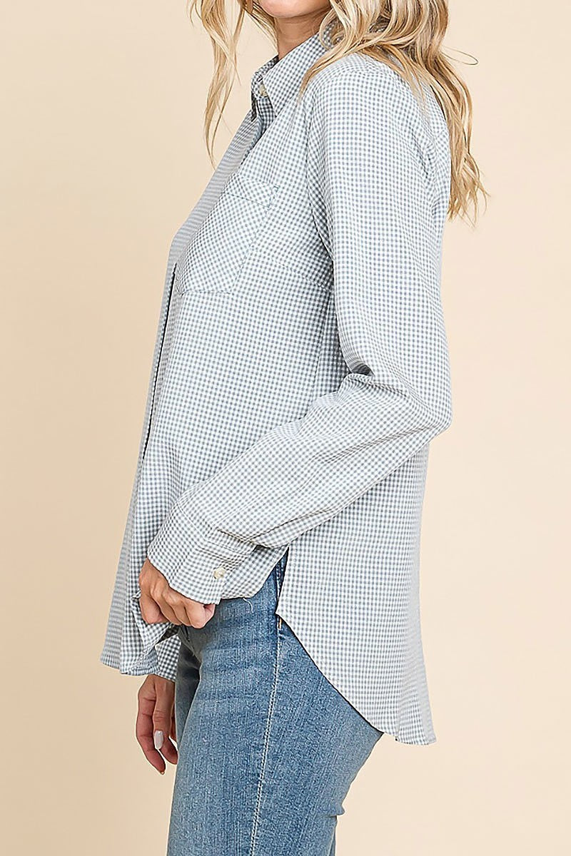 Mini gingham texture shirt (EDH1394)