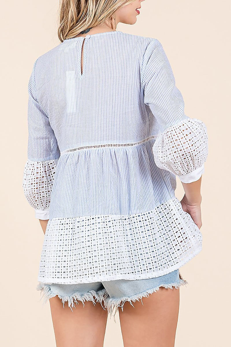 Lace tunic top with key hole back button (EDH2155)