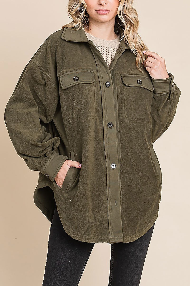 Fleece buttoned down oversized jacket (EDH1900)