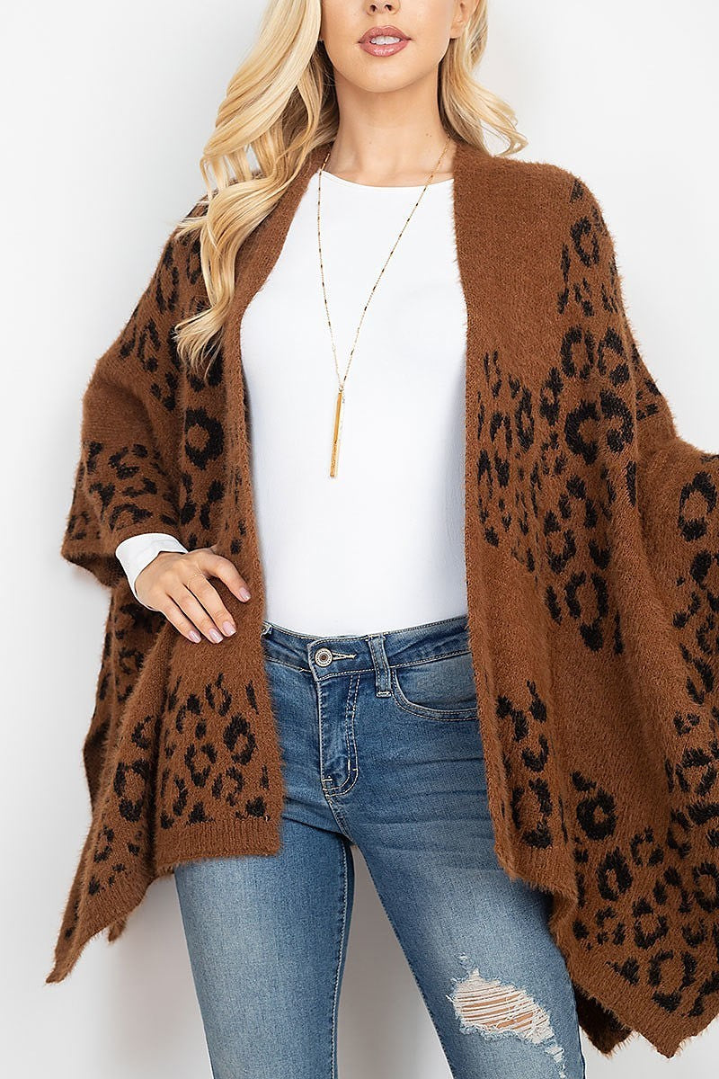 Leopard print sweater kimono (DGS5336)