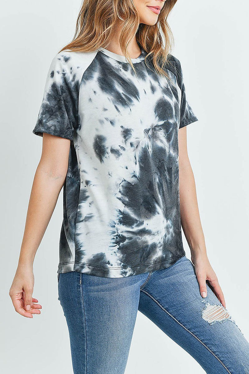 Round neck tie dye loose fit top (ED8770-3)