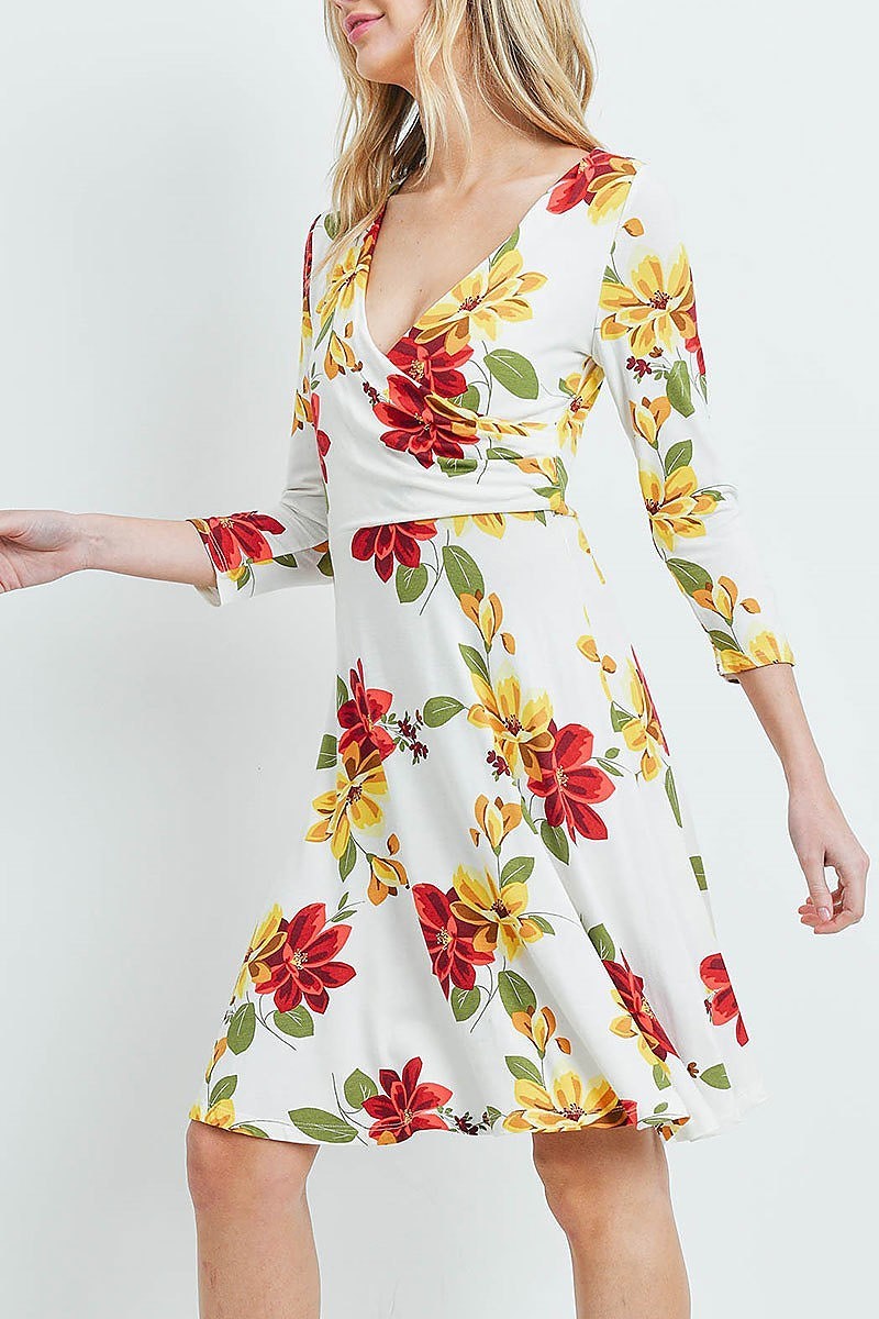 Surplus detail floral print wrap dress (DED5916-LAST)