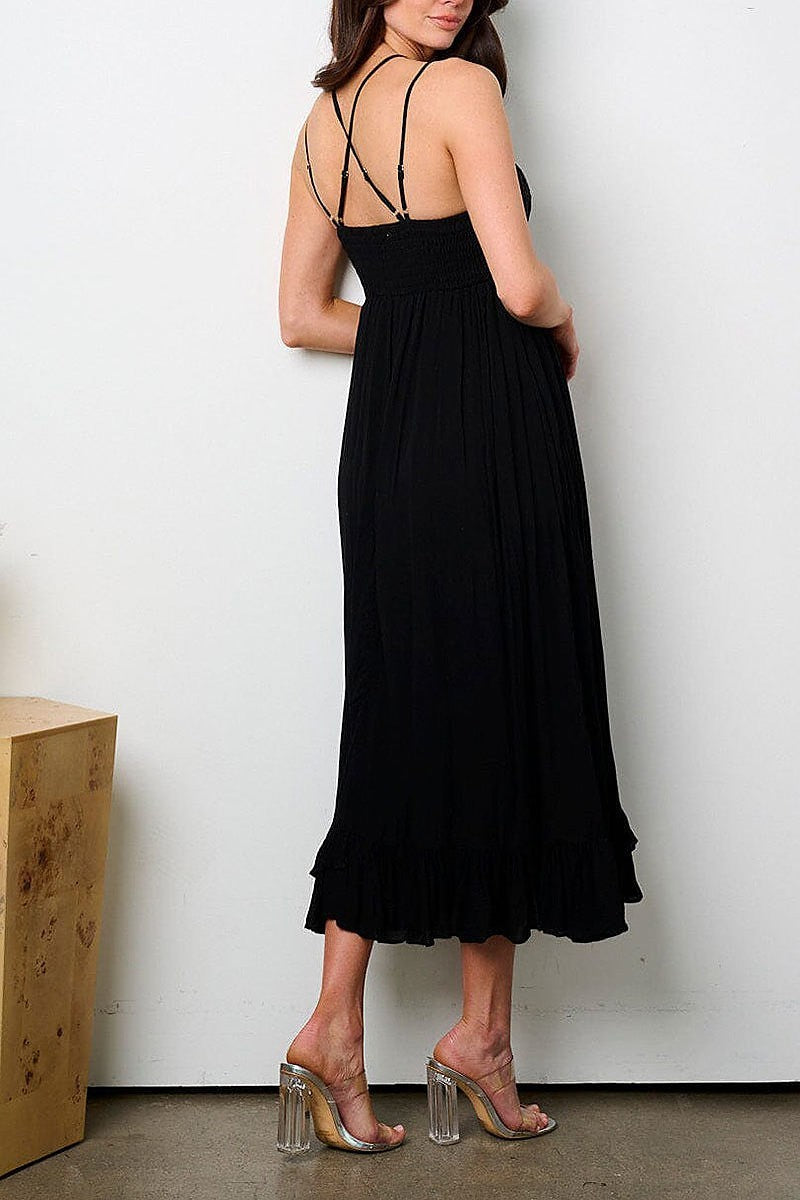 Sleeveless open back detailed maxi dress (EFWT9074)