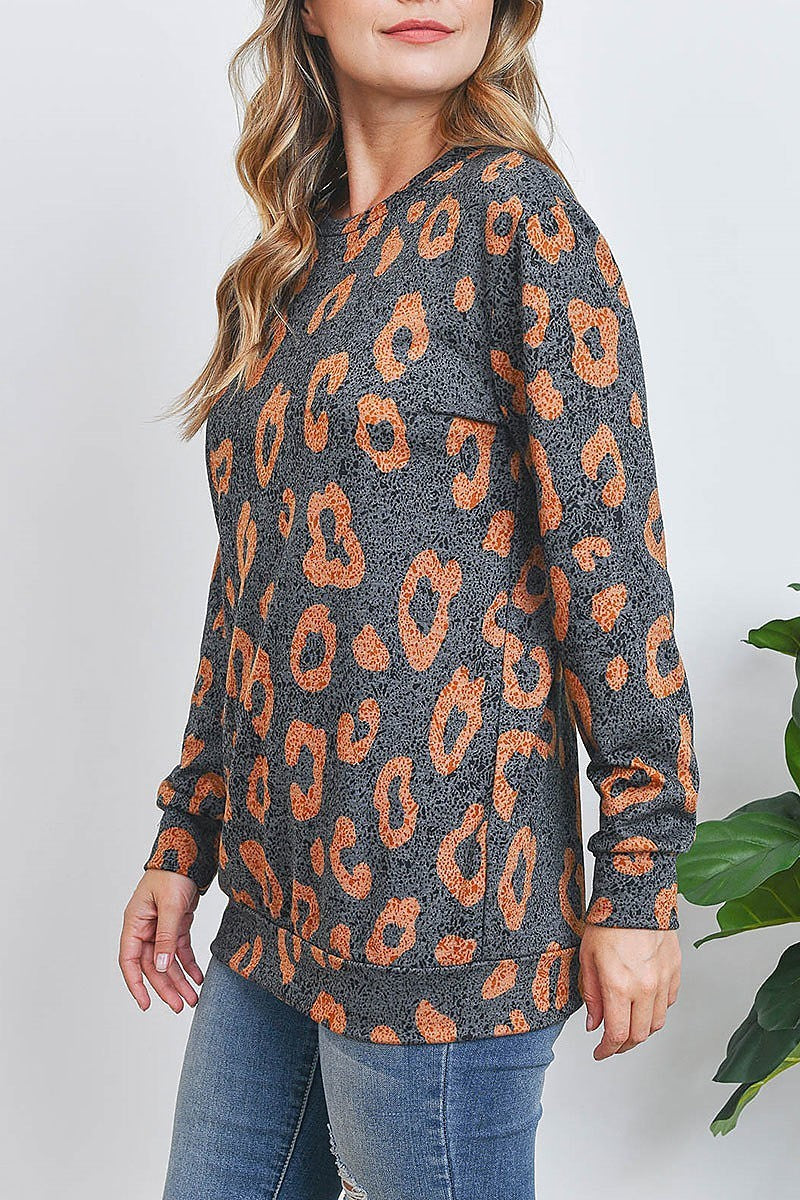 Burn out leopard long sleeve top (EF2632)