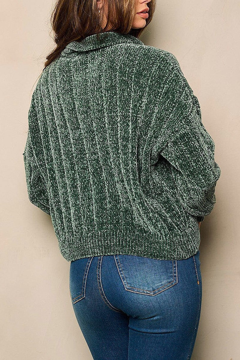 Long sleeve button closure sweater (EFWT5025)