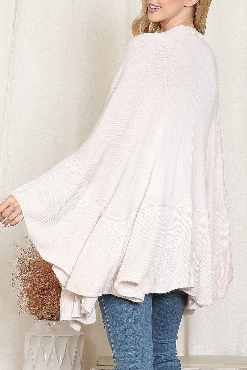 Knit ruffled solid color kimono (DGS6314)