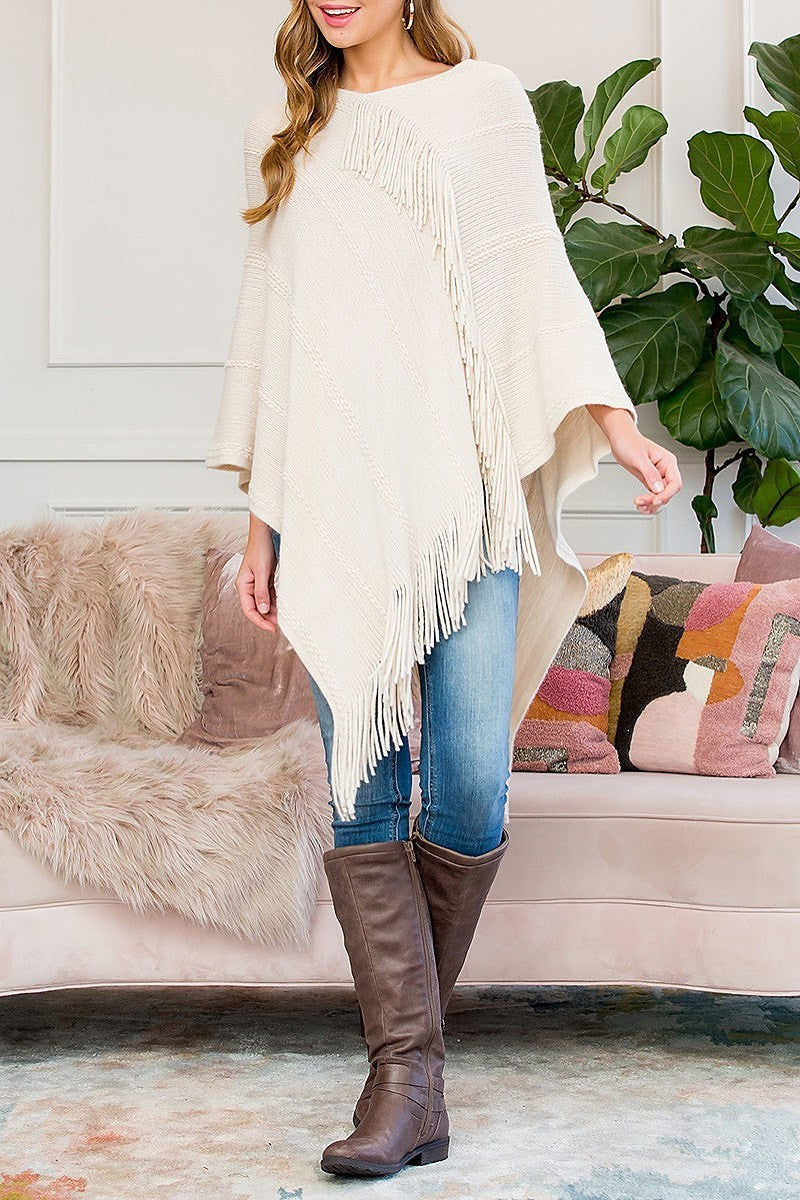 Asymmetric fringe poncho (DGS5881)